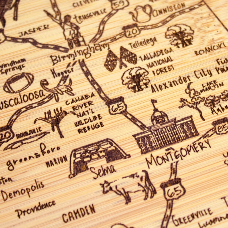 Totally Bamboo A Slice of Life Alabama State Serving and Cutting Board, 11" x 8.75" - Image 4